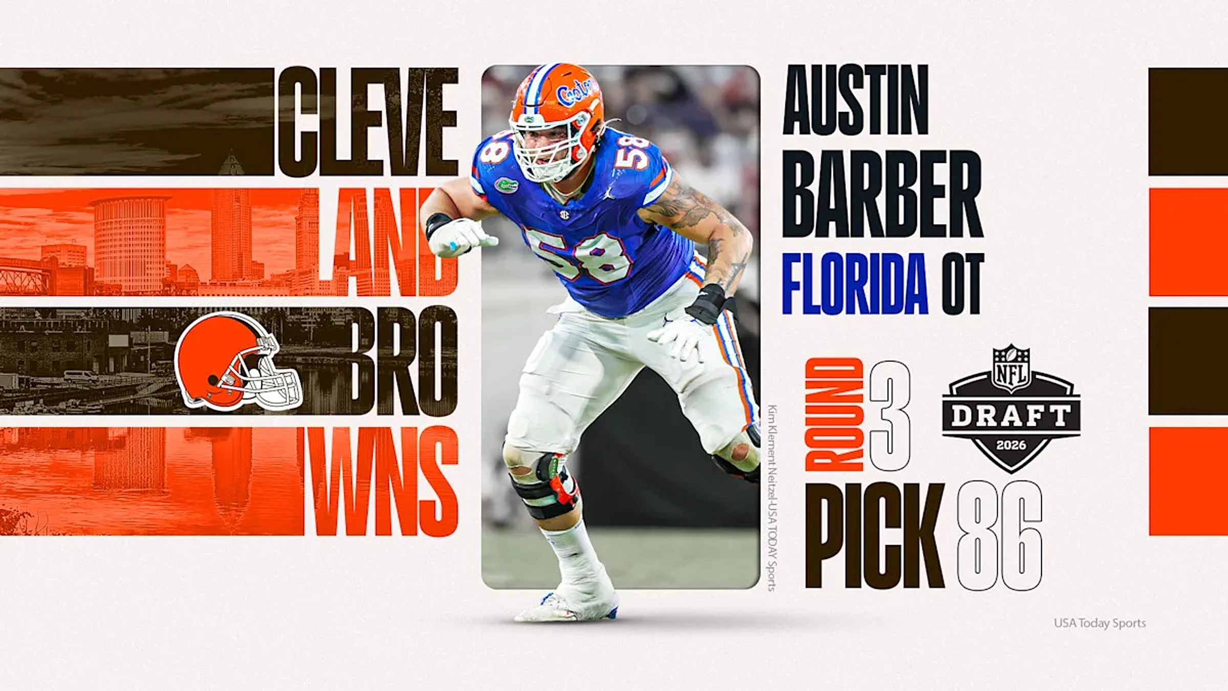 Browns trade up to select OT Austin Barber in 2026 NFL Draft