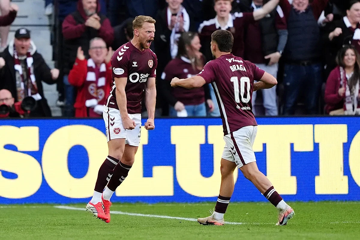 Hearts leap in Scottish league title race after beating Rangers with three rounds left