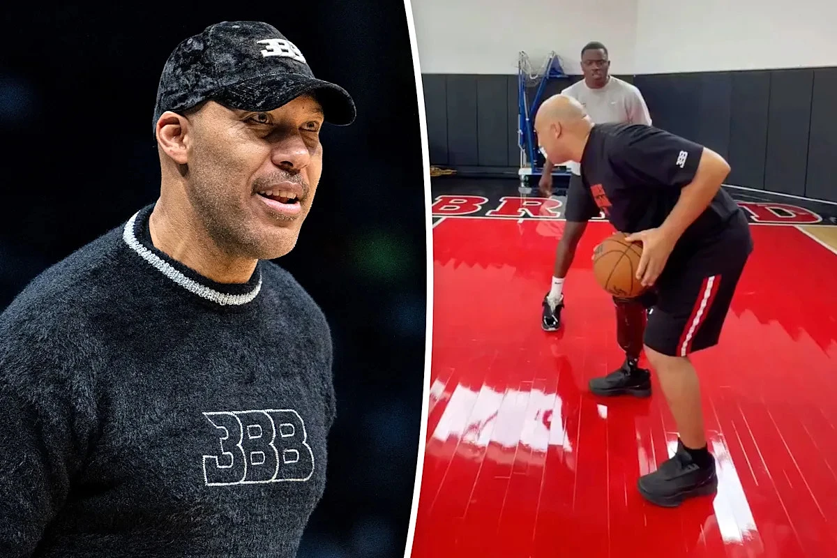 Lavar Ball knocks down shots one year after foot amputation during intense basketball workout