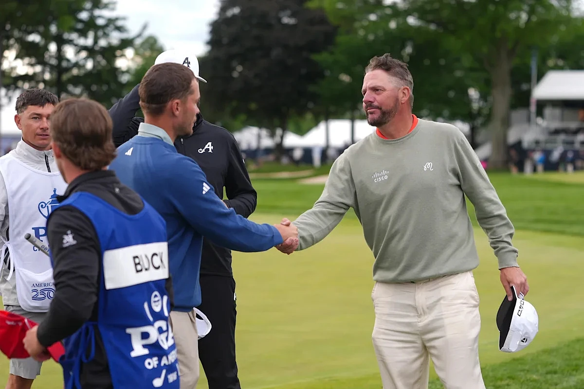 PGA Championship: Playing pro Michael Block, after wholesome bathroom pep talk, in the mix at Aronimink