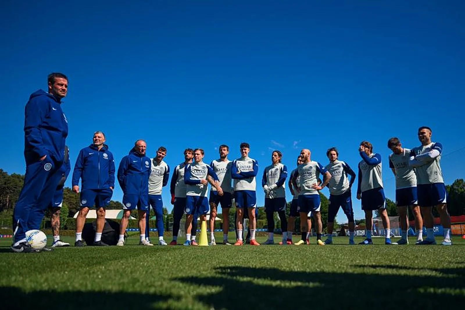 Inter in training on the eve of the clash with Hellas Verona
