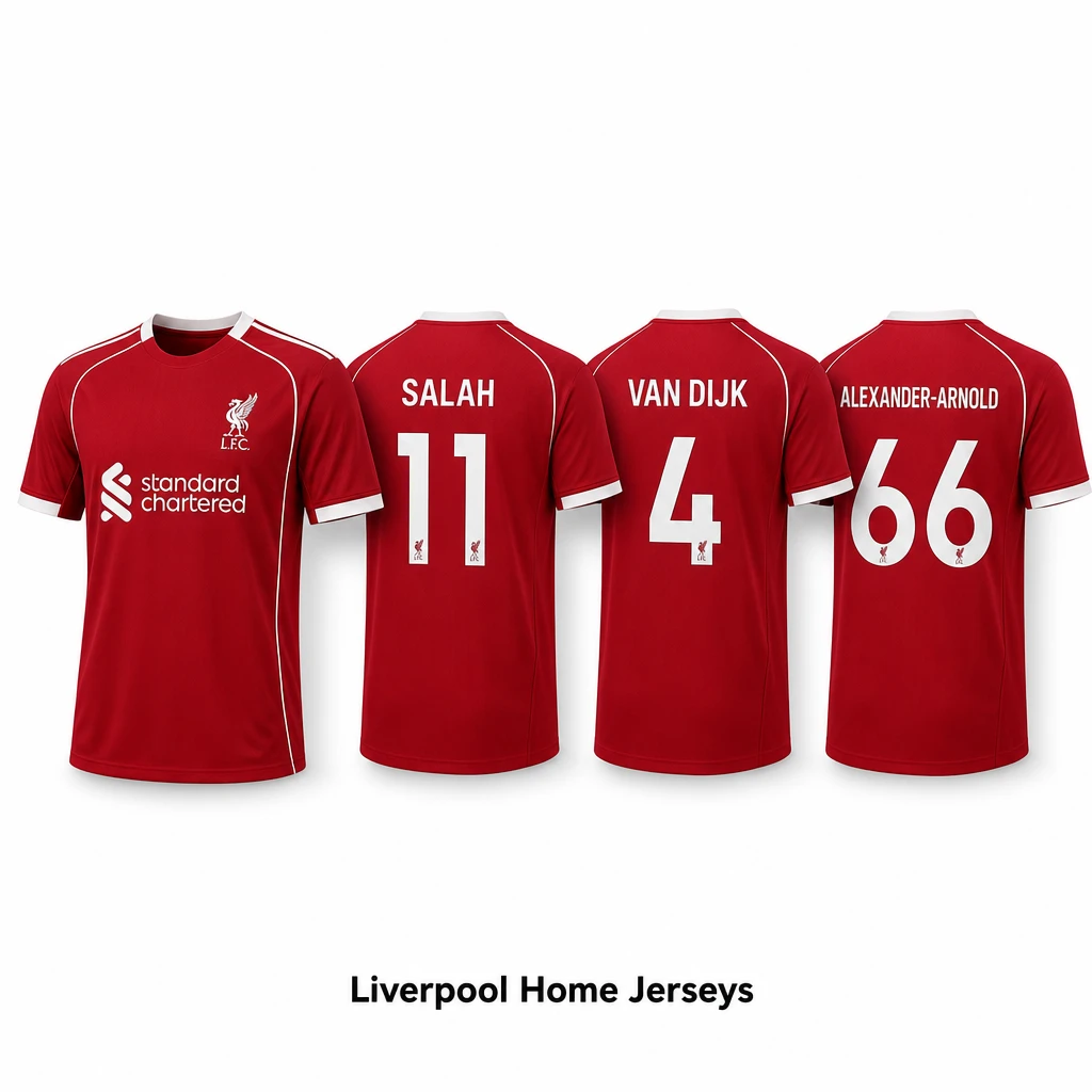 2025-26 Liverpool Home Jersey #11 Salah #4 Van Dijk #66 Alexander-Arnold