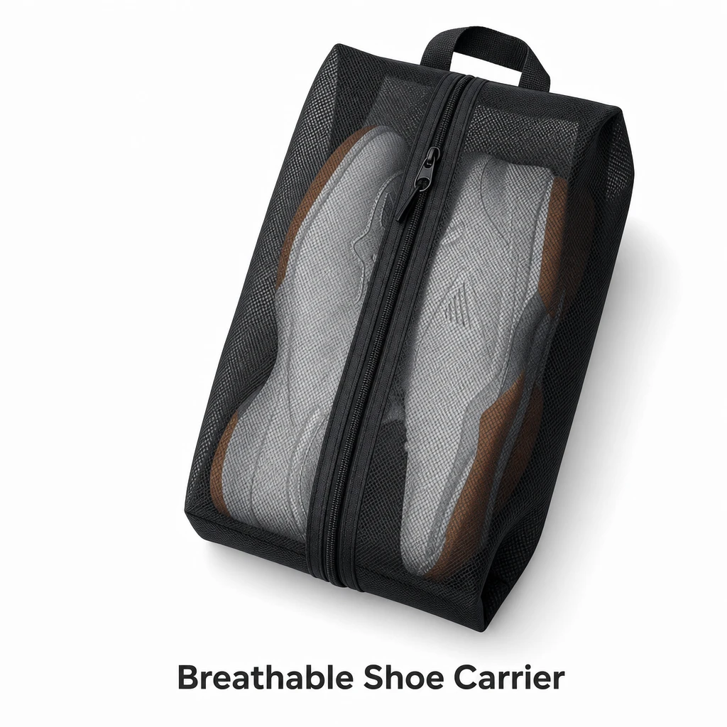 Breathable Shoe Bag for Badminton, Tennis, Basketball, Soccer - Portable Sports Shoe Carrier